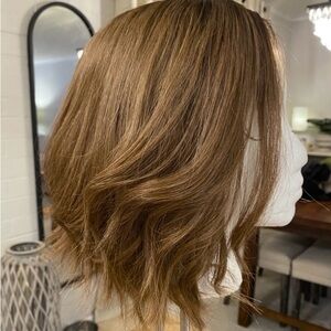 100% Remy Human Hair Hand-tied FULL WIG bob - warm natural brown